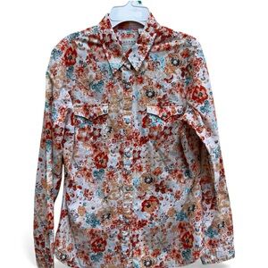 Roper Western Pearl Snap Button Up Women’s Shirt Floral Multicolor     Size Med